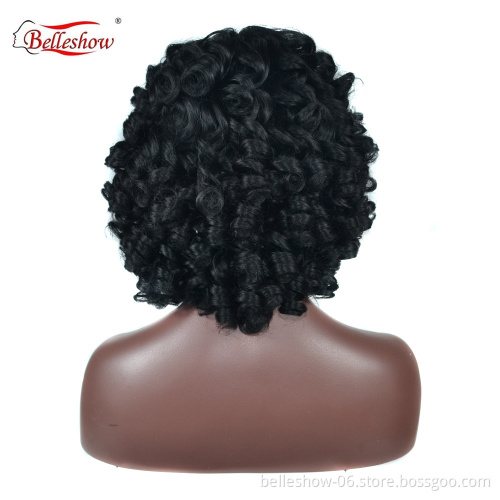 Hot sell wholesale cheap black wig  fashion black African small roll fluffy roll lady wig